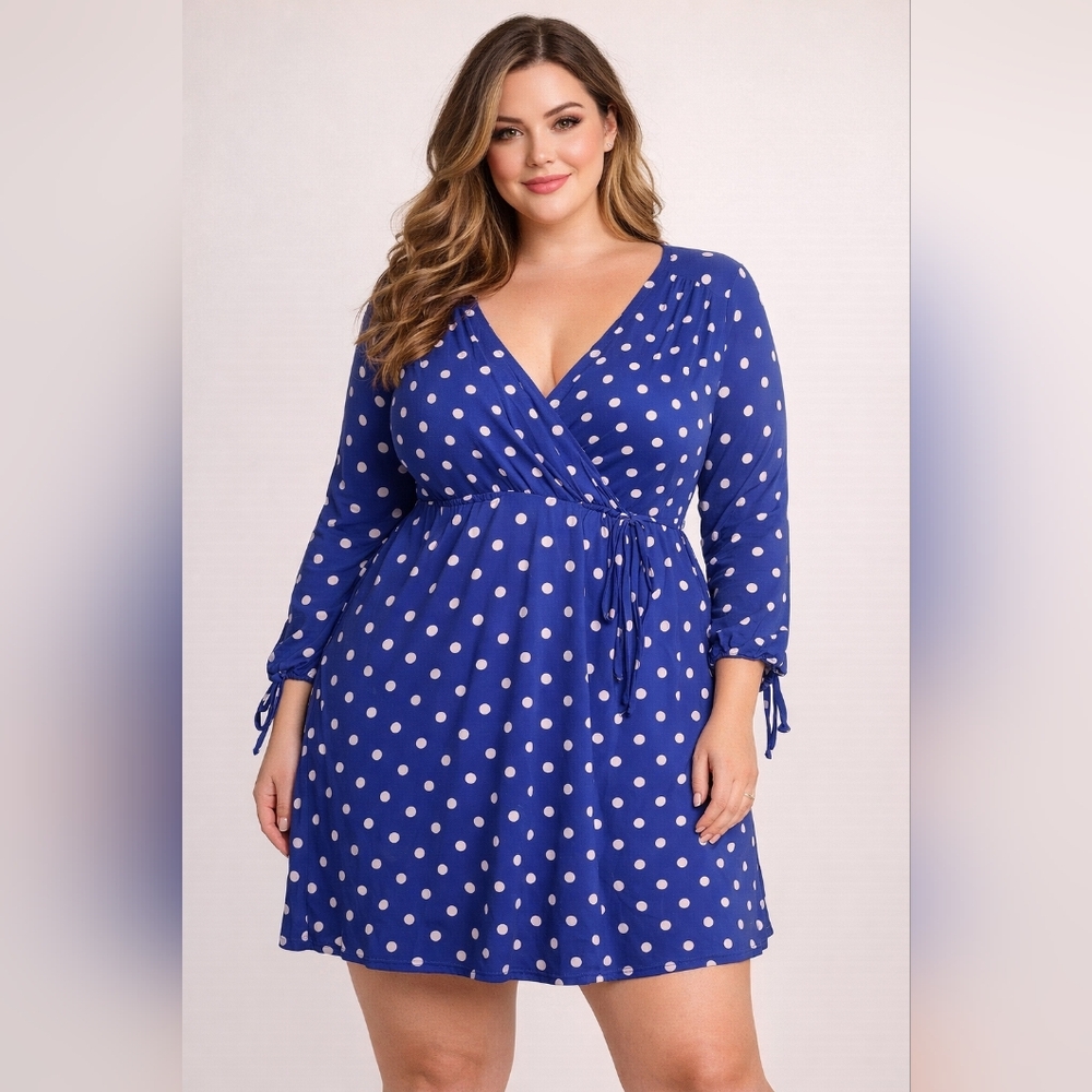 George Chic Blue Polka Dot Dress